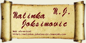 Malinka Joksimović vizit kartica